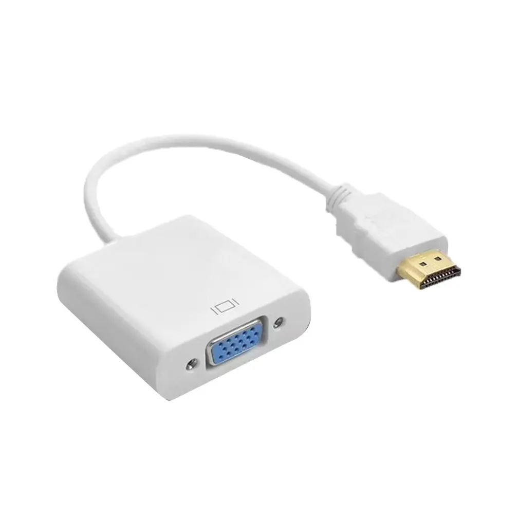 white HDMI to VGA Adapter 1080P Male To Famale Converter Adapter 1080P Digital to Analog Video Audio For PC Laptop Tablet - Color: white
