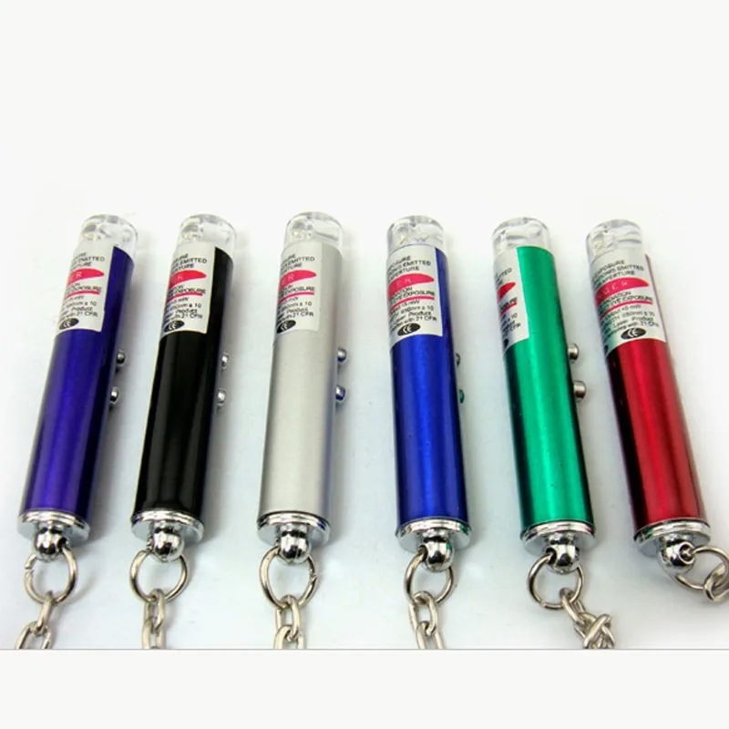 1pc NEW Cat Mini Laser Lazer Pen Portable 2types Funny Red Dot Laser Light Toy Pointer Keychain Keyring For Cat Dog Puppy Play 