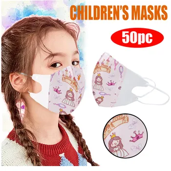 

50pcs Child Kids Disposable Fashion Print Cartoon Face Mask Earloop Nonwoven 3ply Face Mouth Mask Mascarillas Disposable Masks