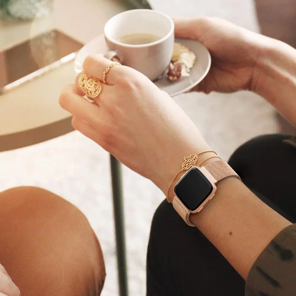 Браслет из нержавеющей стали для Fitbit Versa/Versa 2 ремешок Миланская петля магнитный браслет умные Аксессуары Для Fitbit Versa Lite