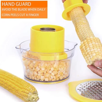 

Corn Stripper, 4 in 1 Corn Shucker Tool Corn Holder, Corn Stripping Tool Corn Cutter & Remover with Built-In Measuring Cup Grate