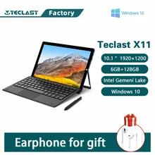 Teclast – tablette PC de 10.1 pouces X11, 2 en 1, 1920 × 1200 Dual Core, 6 go de RAM, 128 go de SSD, Intel Gemini Lake N4020, Windows 10, usb 3.0