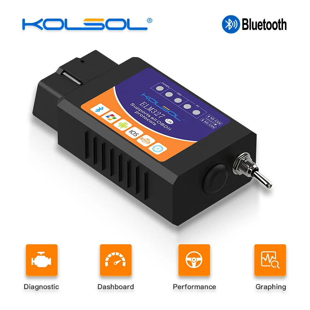 KOLSOL ELM327 Bluetooth/wifi/USB OBD2 сканер V1.5 ELM327 wifi с переключателем для Ford ELMconfig CH340+ 25K80 чип HS-CAN/MS-CAN