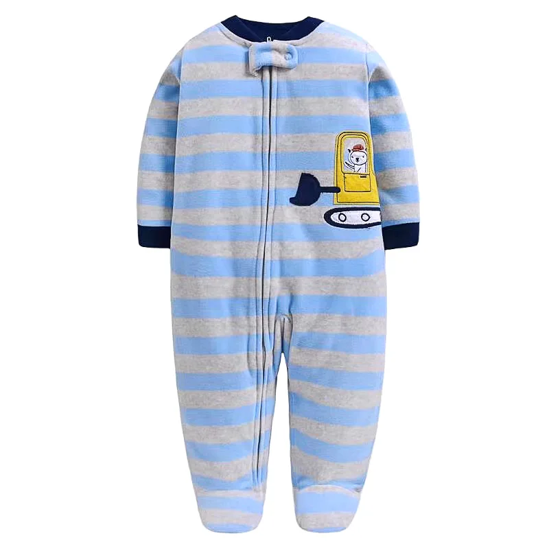 Одежда для новорожденных флисовый зимний теплый детский комбинезон Пижама для младенцев бархатный фланелевой комбинезон детская одежда с длинными рукавами - Цвет: Blue