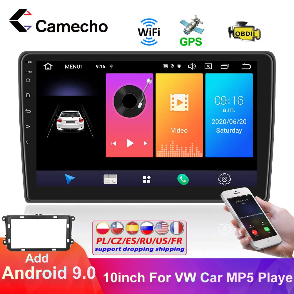 Автомагнитола Camecho 2 Din Android GPS Wi Fi для VW Skoda Golf Polo Passat b7 b6 Tiguan|Мультимедиаплеер авто| |