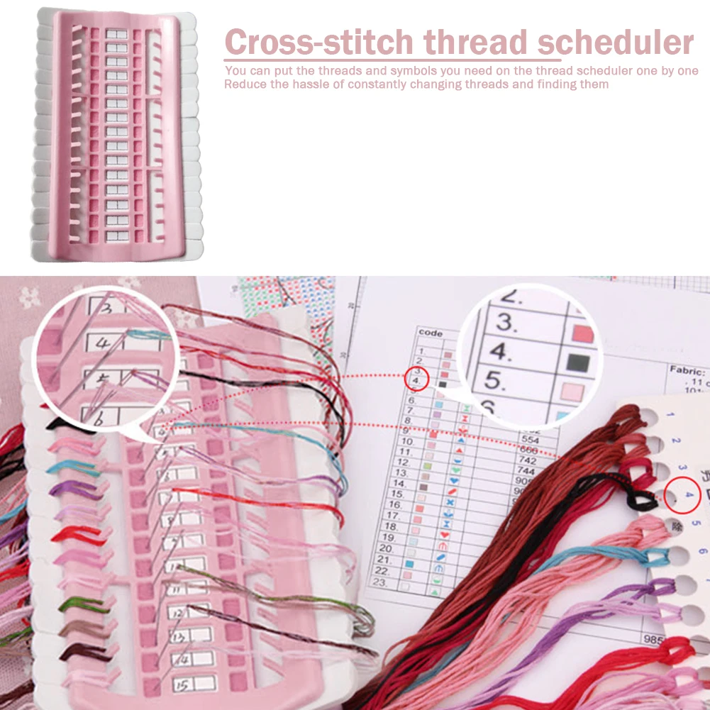 Cross Stitch Row Line Tools 30-Bit Embroidery Floss Thread Organizer (4)