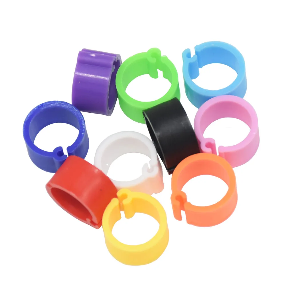Anillo de 8 MM de diámetro interior para aves de corral, Anillo de pie para palomas, 10 colores sin texto, peso ligero, libertad de acción, 100 Uds.