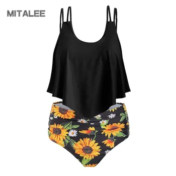

MITALEE High Waist Plus Size Women Swimwear Push Up Bikini Set Female Swimsuit Beach Bathing Suits Swim Wear Bikini Swimwear