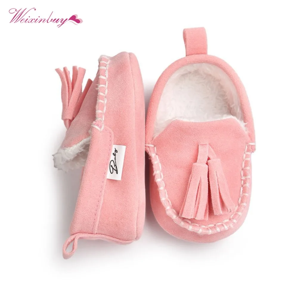 WEIXINBUY/зимние детские угги из искусственной кожи для малышей; 6 цветов; мокасины для новорожденных; обувь принцессы для малышей