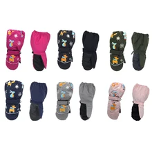 1 пара зимних детских утепленных лыжных перчаток с рисунком из мультфильма, Детские ветрозащитные водонепроницаемые Нескользящие варежки высокого качества