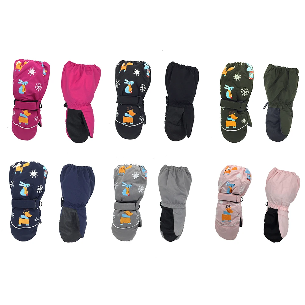 

1Pair Winter Children Print Cartoon Thickening Ski Gloves Kids Windproof Waterproof Non-slip Mittens High Quality
