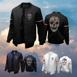 Jaqueta masculina outono e inverno cor sólida personalidade casaco casual uniforme de beisebol ao ar livre psychedeli impresso zíper streetwear