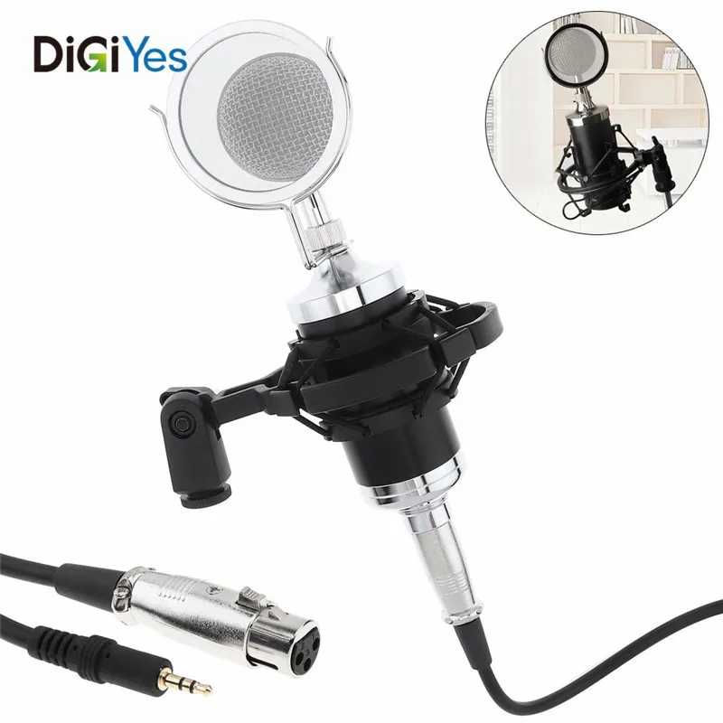 

Profession Condenser Sound Recording Microphone With Shock Mount For Radio Braodcast / Singing Recording / KTV Karaoke