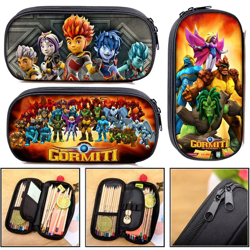 Estuche de cosméticos Game Gormiti para niños y niñas, bolsa de lápices de lona primaria, caja de lápices para Colegio, suministros para niño con estilo peencil