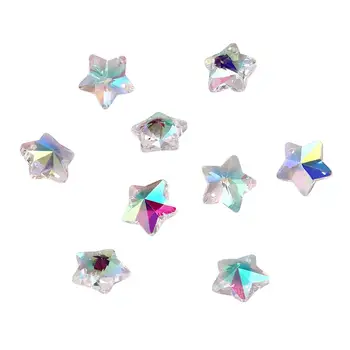 

100pcs 13x7mm Clear Crystal Star Pendant Charms Loose Spacer Bead for Earring DIY Jewelry Making Handmade AB Color Plated