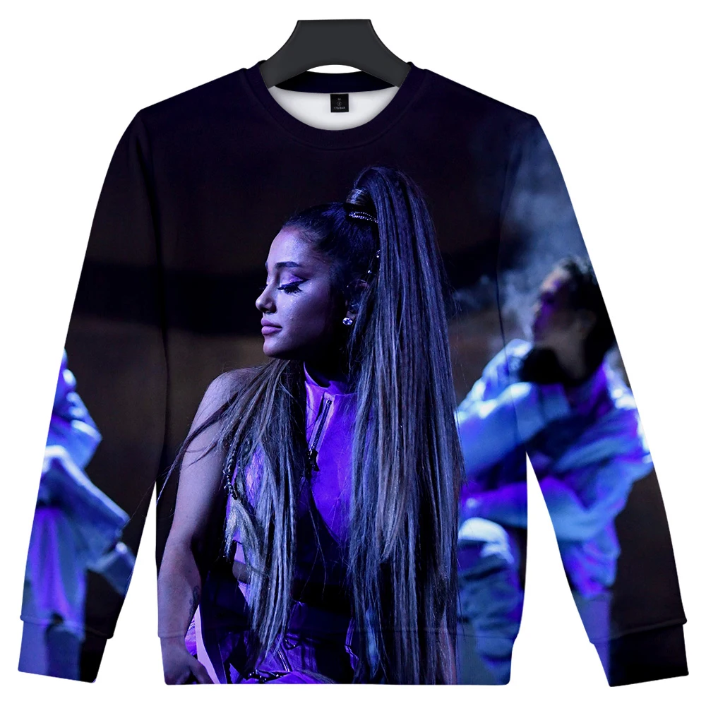 Ariana Grande уличная Толстовка для женщин с круглым вырезом и длинными рукавами из хлопка Harajuku Толстовка Весенняя Толстовка для женщин