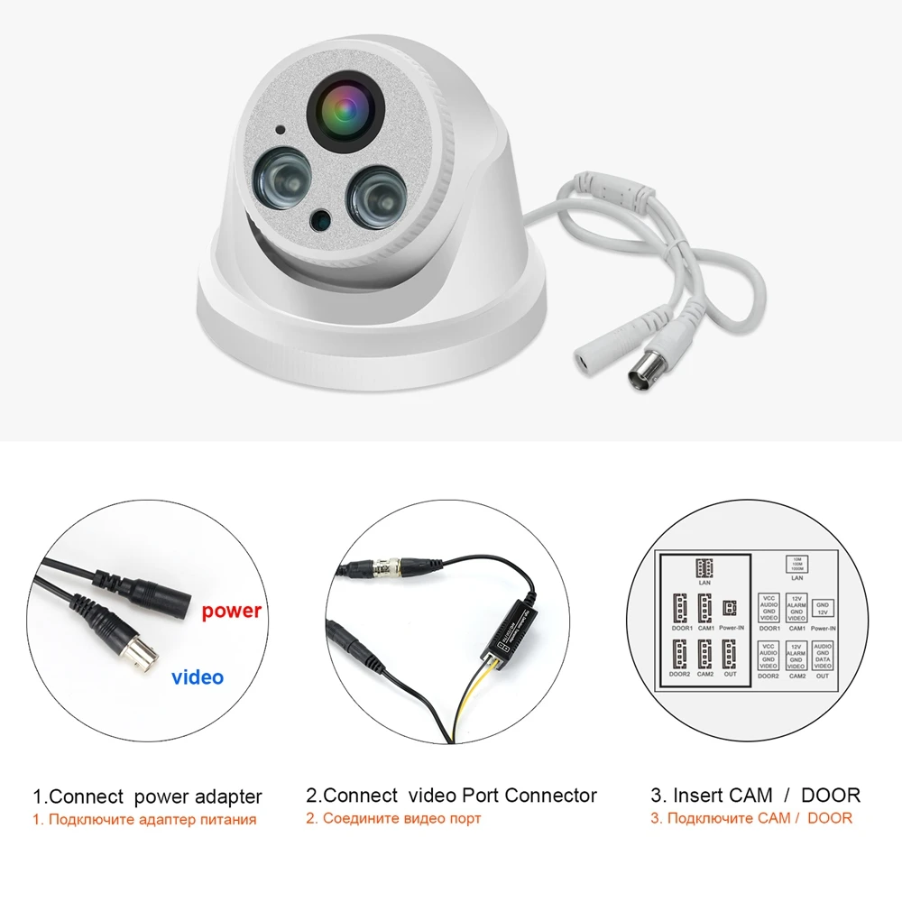 Купольная камера HomeFong для видеодомофона AHD 1080P проводная вращающаяся на 360 °