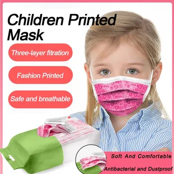 

100/50pcs Children Kids Printed Masks 3-layer Earloop Breathable Outdoor Dustproof Fog Haze Mask Child Safety Face Mask #Y5