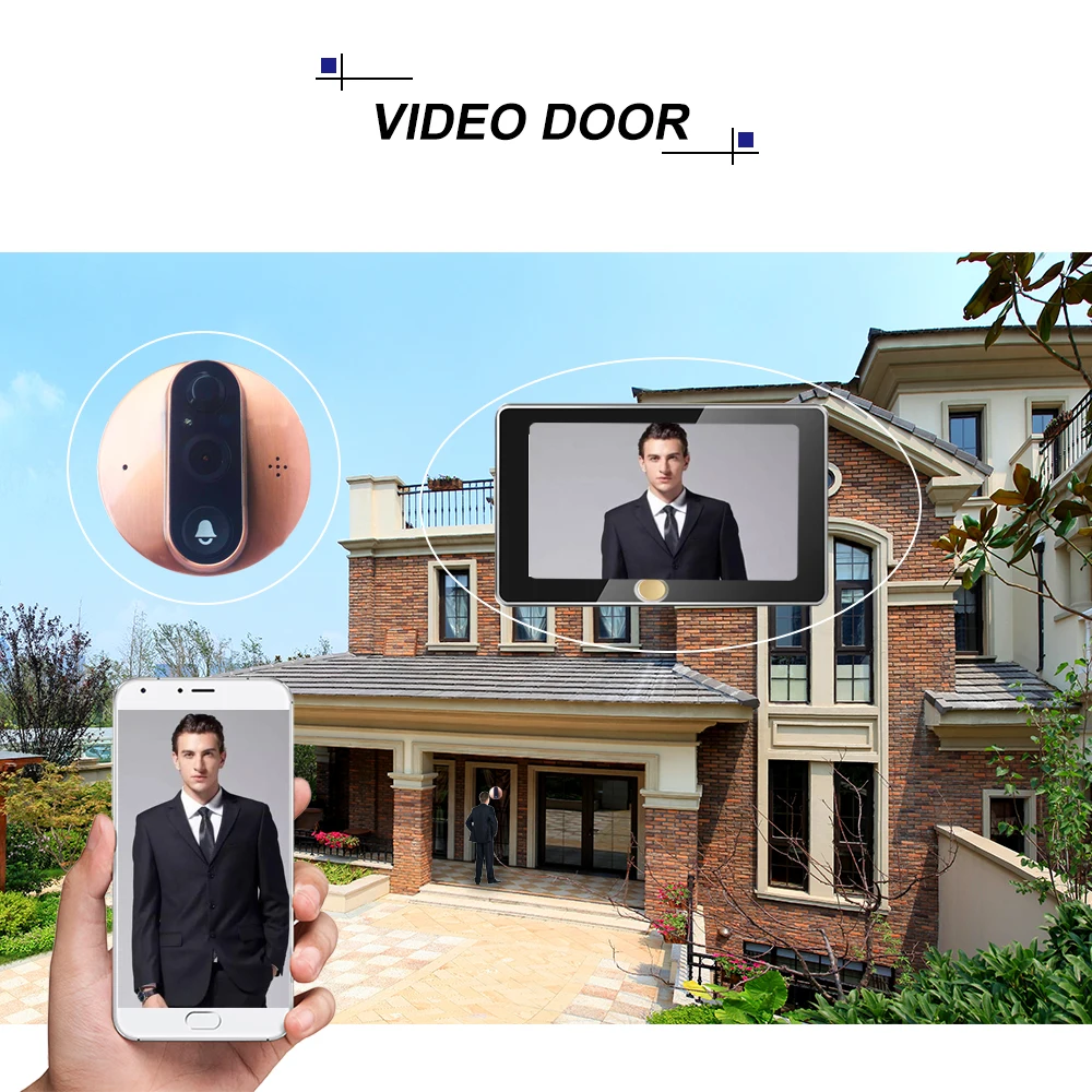 4,3 ''видеодомофон wifi умный глазок дверной камеры зрителя монитор PIR датчик движения приложение дистанционное управление видео дверной звонок