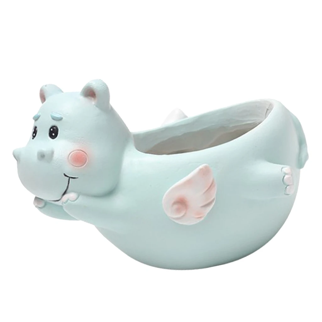 Resin Flower Pot Garden Planters Indoor, Plant Containers with Cartoon Animal Shape Detailing Ceramic Succulent Pot Desk Decor