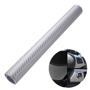 

3D Carbon Fiber Wrap Roll DIY Sticker for Car Auto Vehicle Decor 10 x 127 cm (Silver)