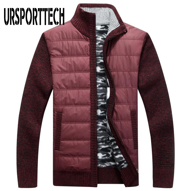 

Autumn Winter Knitted Sweater Coat Men Thick Warm Patchwork Wool Cardigan Sweater Oversize Slim Fit Fleece Jackets Male Clothing