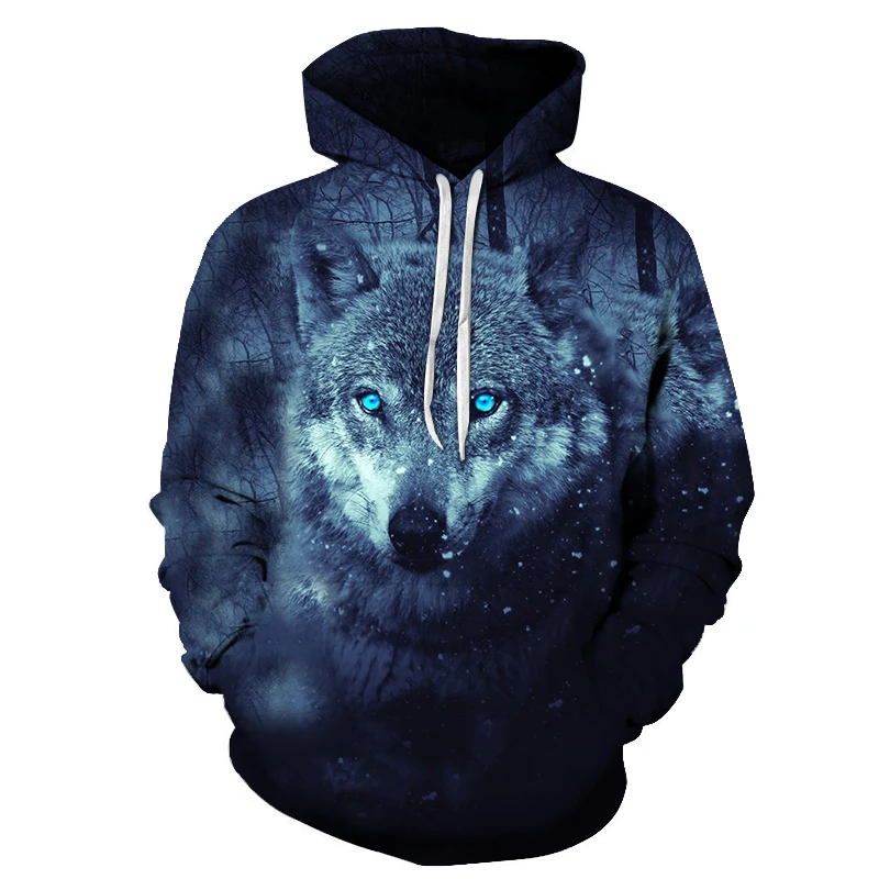 Hot Sale Wolf Printed 3D Sweatshirt Hoodies Men Women Animale Design Streetwear For Male Long Sleeve Pullover Man Drop Ship | Мужская
