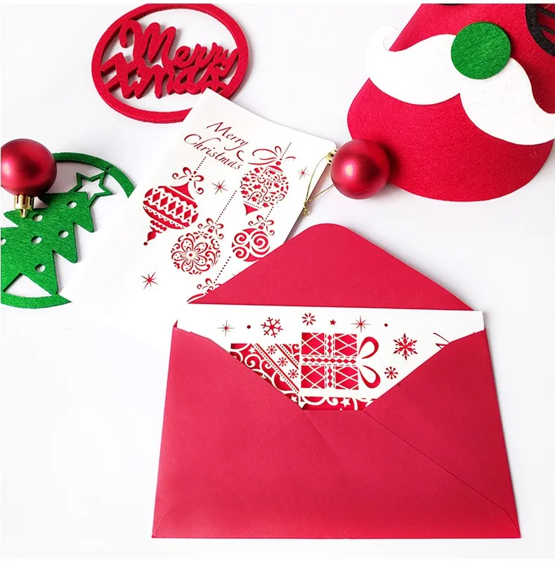 6 шт./компл. китайский Стиль Бумага резки рождественские открытки складной Xmas благословение Конверт Карты для год Рождественский подарок