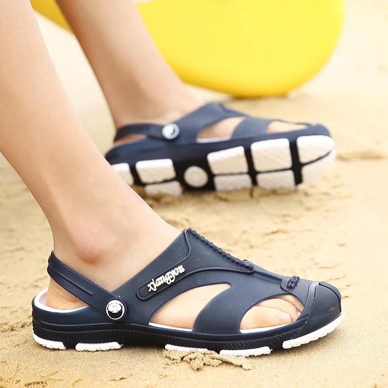 

2019 New Style Summer MEN'S Slippers Anti-slip Breathable Sandals Men's Closed-toe Slippers Beach Waterproof Upstream Shoes Fash