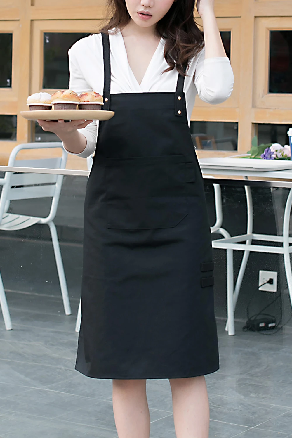 New Fashion Canvas Kitchen Aprons For Woman Men Chef Work Apron For Grill Restaurant Bar Shop Cafes Beauty Nails Studios Uniform
