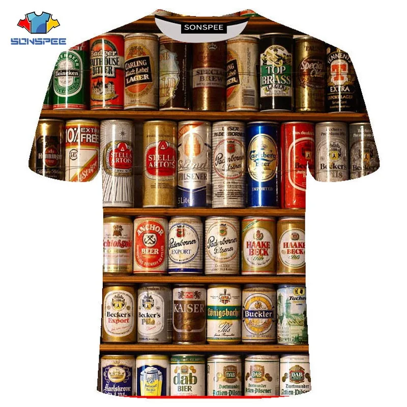 

SONSPEE New Summer Short-Sleeved Men's T-Shirt Cartoon Animal Pig Beer T-Shirt Hip-Hop Drinking Beauty Shirt Drunk Men's Shirt