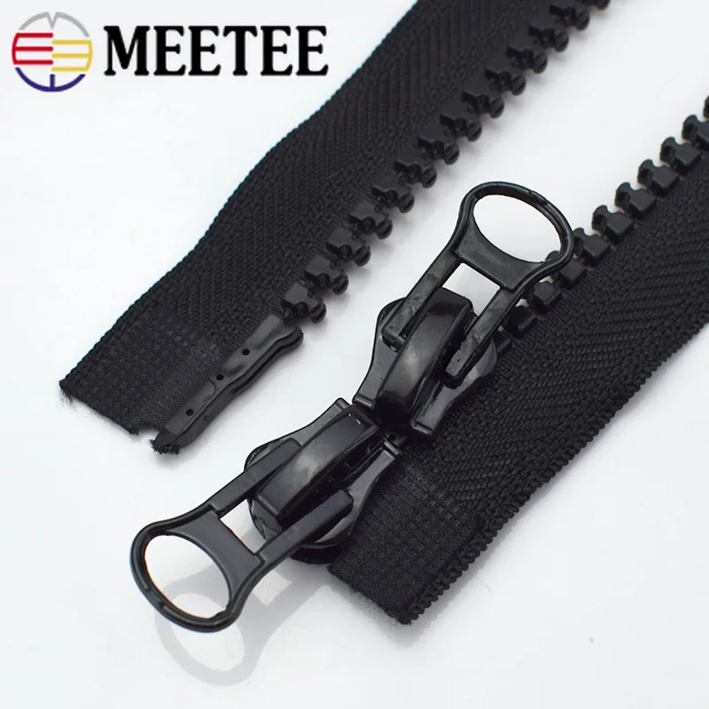 Meetee 2pcs 60-500cm 8# Double/Single Sliders Resin Zipper Open-End Auto Lock Zip DIY Down Jacket Tent Sewing Costume Accessory