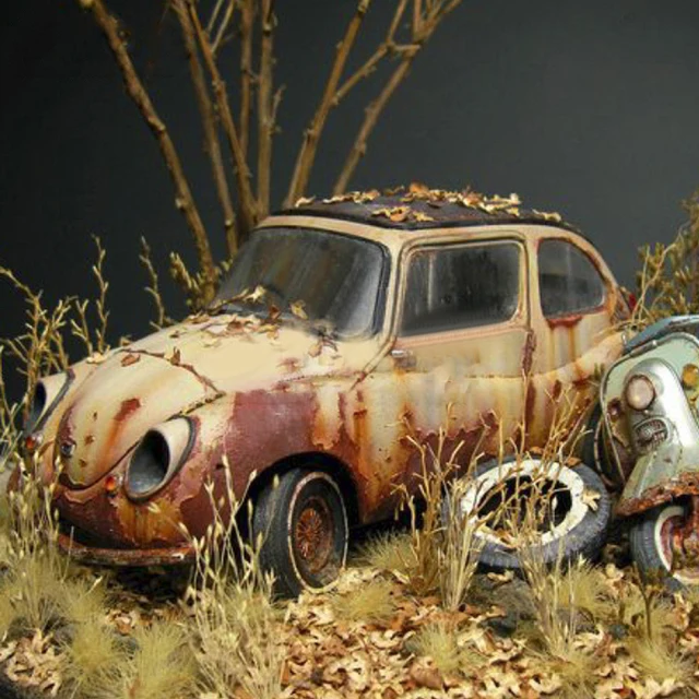 Scale Model Scene Falling Leaves Autumn Scene Tree Shrinking DIY Plant Landscaping Platform Military Soldier Building 4