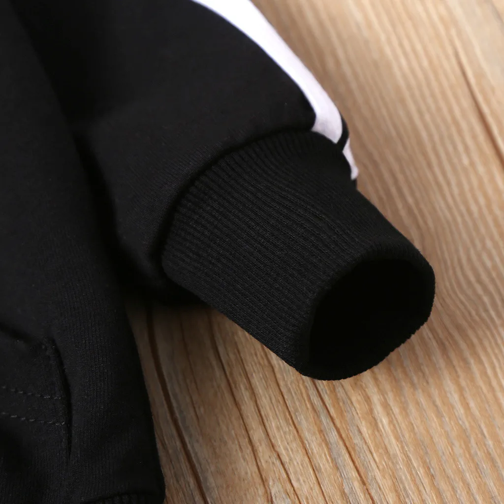 Пальто на молнии в полоску с капюшоном для маленьких детей комплект одежды из топа и штанов одежда для малышей vetement enfant fille W1101