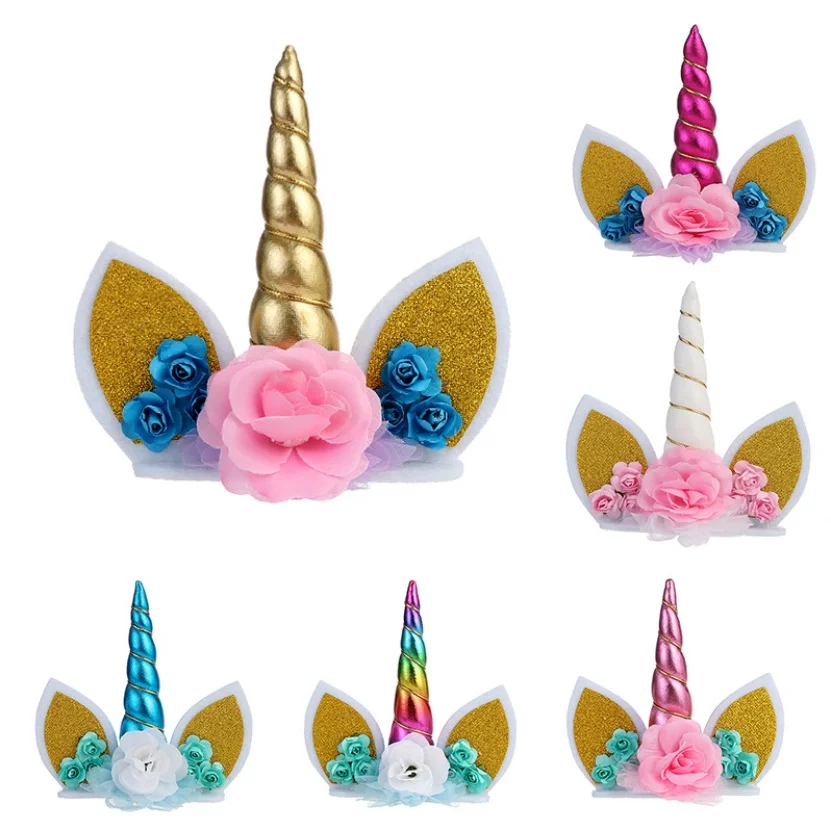 

Unicorn Cake Topper with Eyelashes for Baby Shower Party Cake Decoration