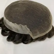 Q6 база человеческих волос прочные шиньоны Кружева Тонкий PU заменить Мужские t системы для мужской парик человеческие накладные волосы кружева и PU Q6base