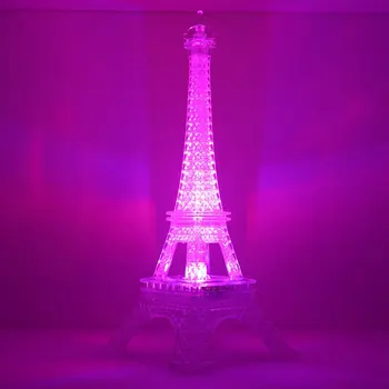 

Multicolor Plastic Energy Saving Button Romantic Eiffel Tower Color Changing LED Night Light Bedroom Home Decoration YPHG-F115
