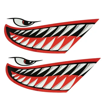 

2pcs Waterproof Kayak Sticker Diy Shark Teeth Mouth Stickers Boat Car Truck Accessories