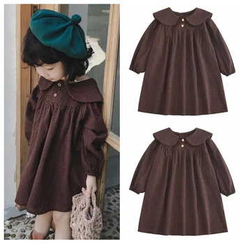 

Retro Girl Dress 1-7Y Spring Autumn Toddler Kids Dresses Baby Girls Long-Sleeved Dress Princess Party Tutu Dresses Kids Clothes