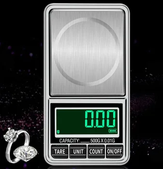 

Dual Power Supply Jewelry Scale 500g/1000g x 0.1 Precision Green Backlight LED MiNi Electronic Scale Gold Coin Pocket Scale