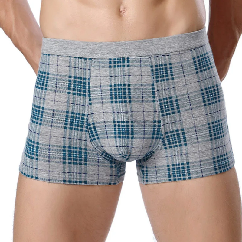 light blue Модное мужское нижнее белье трусы боксерские шорты модные шотландский Стиль клетчатые хлопковые боксеры мужские nder брюки F0083 - Цвет: light blue