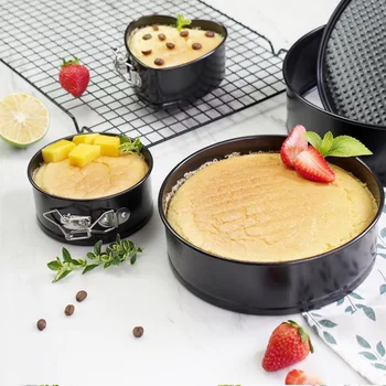 

Kitchen Cake Baking Pan Round Non-stick Cake Mold Steel Baking Pan Set Removable Bottom Cake Decoration Tool