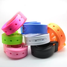 

New Eco-Friendly Plastic Belt Unisex Silicone Rubber Belt Korean Style Smooth Buckle For Women Men Unisex Candy Colors 5 Colors