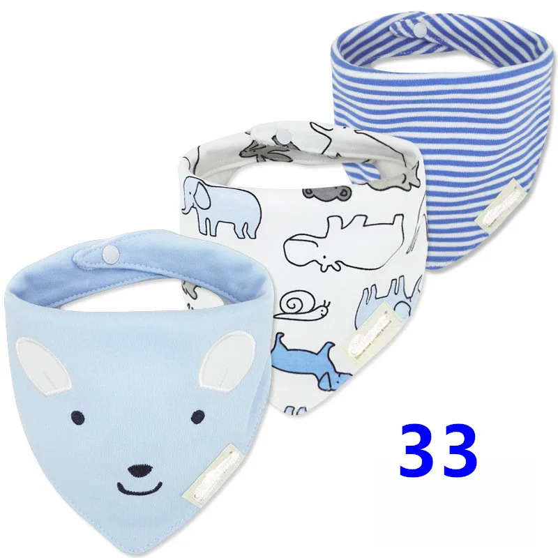 33 3pcs Organic Cotton Baby Scarf Muslin Burp Cloth Bandana Bibs Newborn Baby Boy Infant Girl Toddler Winter Scarf Waterproof Bib - Цвет: 33
