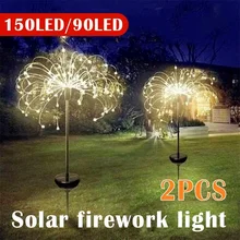 Lampe solaire à 90/150 led en forme de Globe, feu d'artifice, idéal pour un jardin, une pelouse ou des vacances, 1/2/4 unités