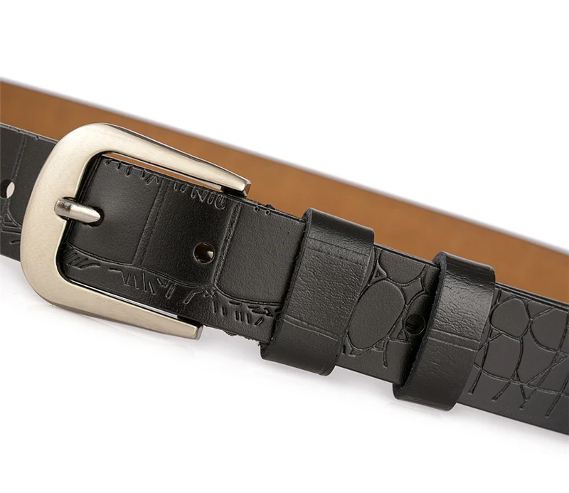 JXQBSYDK Luxury Belts for Women High Quality Gravel Crocodile Patter Texture Design Female Pin Buckle Fashion Leather Belts