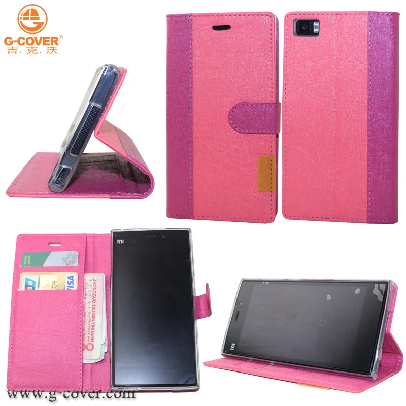 

Millet Leather Case Millet 3 Contrast Color Belt Buckle Phone Case Protective Case Mi3 Phone Case Holder Protection Leather Case
