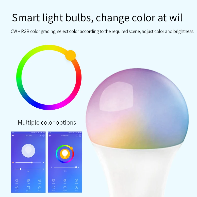 Умная лампа eWeLink RGB + CCT с Wi-Fi 85-265 в лм E27/E26 голосовое управление работает Alexa Google Home |