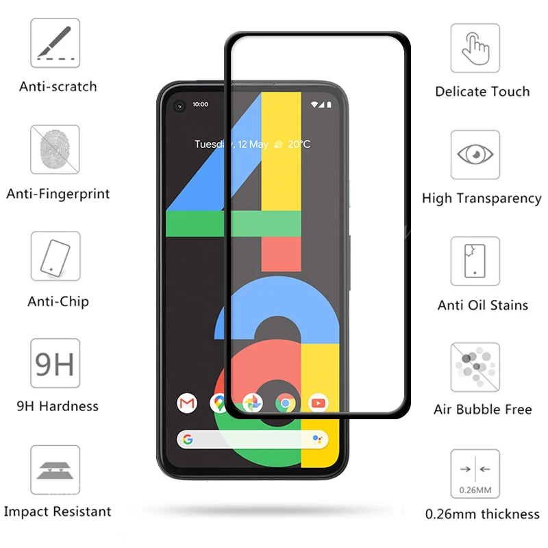 4-in-1 For Google Pixel 4a Glass For Google Pixel 4a Tempered Glass Full Glue HD Screen Protector For Google Pixel 4a Lens Glass phone protector