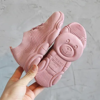 

Children's shoes Casual Kids Toddler Girls Boys Solid Color Mesh Sport Running Sneakers Cute Bear Sole Casual Shoes
